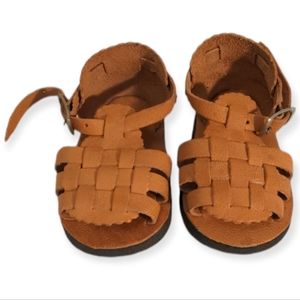 Brown Faux Leather Sandals, Sz Newborn